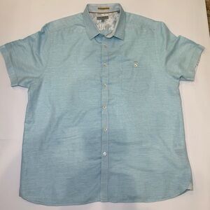Ted Baker London Linen Blend Shirt Short Sleeve Men's Size 6 blue - XXL